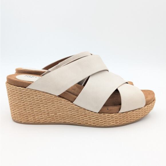 Eurosoft Kailani Platform Wedge Sandal Women's Open Toe Bone Size US8M EU39 - Picture 3 of 8